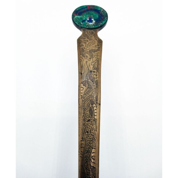 Letter Opener Dragon Enamel Handle 7.25 Inch Metal Office Vintage Desk Tool - Picture 15 of 16